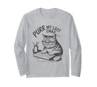 Purr la mia ultima e -mail Funny Cat Lover Office Computer Maglia a Manica