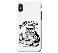 Purr My Last Email Funny Cat Office Humor Sarcastic Custodia per iPhone X/XS