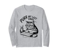 Purr My Last Email Funny Cat Office Humor Sarcastic Maglia a Manica