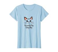 Purr-Perfect Day Every Day Cat Lover Citazione Maglietta, Donna, Celeste, XL