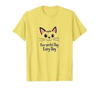 Purr-Perfect Day Every Day Cat Lover Citazione Maglietta, Uomo, Limone, 3XL