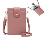 Purrcase 2025 New Women's Ultra-Slim Vertical Cell Phone Wallet, with Pocket Card Holder PU Crossbody Bag (pink)