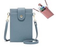 Purrcase 2025 New Women's Ultra-Slim Vertical Cell Phone Wallet, with Pocket Card Holder PU Crossbody Bag (blue)