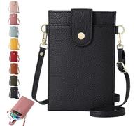Purrcase 2025 New Women's Ultra-Slim Vertical Phone Wallet, PU Crossbody Bag, with Card Slots and Pockets (Black,One Size)