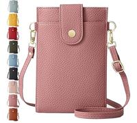 Purrcase 2025 New Women's Ultra-Slim Vertical Phone Wallet, PU Crossbody Bag with Card Slots and Pockets, Card Holder (Pink)