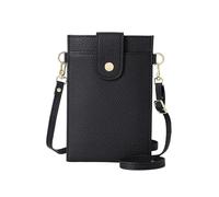 Purrcase Portafoglio verticale ultrasottile da donna per telefono, portacarte in pelle con scomparti e tasche multipli, borsa a tracolla (Black)