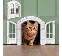 Purrfect Portal French® Cat Door - Stylish No-Flap Cat Door Interior Door for Average-Sized Cats Up to 20 lbs, Easy DIY Setup, Secured Installation in Minutes, No Training Needed, 7.13 x 8.32”