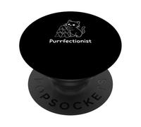 Purrfectionist Minimalist Line Art Cat Lover PopSockets PopGrip Adesivo