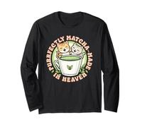 Purrfectly Heaven Cute Cat Pun Matcha per gli appassionati di tè verde Maglia a Manica