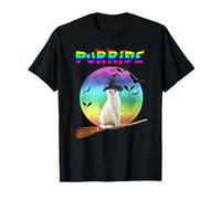Purride Cat LGBT Gay Pride Cat Witch Halloween Costume Maglietta