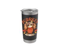 Purrkey, divertente giorno del Ringraziamento, per il proprietario di gatti e gattini Bicchiere termico in acciaio inox doppia parete