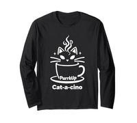 PurrkUp - Gioco di Parole per Amanti del caffè, Motivo: Gatto Gatto Maglia a Manica