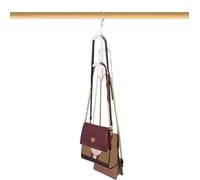 Purse Hanger, Rotating Closet Organizer, Space-Saving Tote Rack, Multi-Hook Design, Storage Solution for Bags, Belts, Scarves, Hats, or Room Organization, 15.51x2.83 inches, White, Black