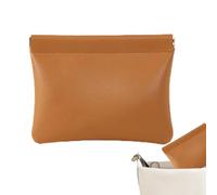 Purso di PU Impermeabile: Trucco Chiusura Automatica Senza Cerniera, Chiusura Autonoma | Organizer portatile per Gioielli, Cavi di Ricarica e Cosmetici, Accesso v, Marrone, large, Consulte la