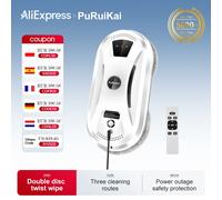 PuRuiKai AI Robot per la pulizia delle finestre Pulitore automatico intelligente senza striscia per finestre/piastrelle/puertas in vetro Autopulente Ultra silenzioso BIANCO