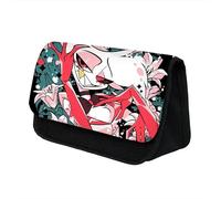 Puruuige Astuccio anime per ragazze e ragazzi Hazbin Hotel, grande capacità, astuccio per cancelleria Alastor con stampa di angeli a doppio strato, astuccio per cancelleria scolastica, organizer per
