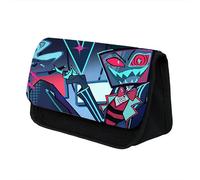 Puruuige Astuccio anime per ragazze e ragazzi Hazbin Hotel, grande capacità, astuccio per cancelleria Alastor con stampa di angeli a doppio strato, astuccio per cancelleria scolastica, organizer per