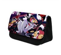 Puruuige Astuccio per matite anime per ragazze e ragazzi Hazbin Hotel grande capacità astuccio per cancelleria stampa Alastor Angel doppio strato astuccio per matite organizer cancelleria scolastica