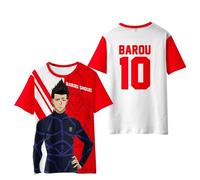 Puruuige Blue Lock T Shirt Anime Modello 3D Manica Corta Isagi Yoichi Stampa Uomo Casual Girocollo Cartoon Moda Sport Pullover Top XXS-4XL, Barou Shouei, XXL