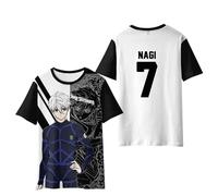Puruuige Blue Lock T Shirt Anime Modello 3D Manica Corta Isagi Yoichi Stampa Uomo Casual Girocollo Cartoon Moda Sport Pullover Top XXS-4XL, Nagi Seishiro, XS
