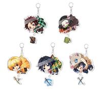 Puruuige Ghost Slayer - 5 portachiavi da 6 cm, super carini anime Tanjiro Kamado Nezuko Kamado Zenitsu Agatsuma Giyu Tomioka Inosuke Hashibira portachiavi per fan degli anime, 5 pezzi, 2.4in