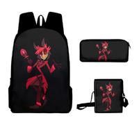 Puruuige Hazbin - Set 3 in 1 di zaini scolastici per hotel e bambini, motivo anime, con borsa per il pranzo, astuccio per bambini, idea regalo per il rientro a scuola, Tipo 20., 40 x 13 x 30 CM,