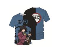 Puruuige Kochou Shinobu T Shirt Anime Modello 3D Manica Corta Cosplay Casual Girocollo Cartoon Moda Sport Pullover Top XXS-4XL, Tomioka Giyuu, M