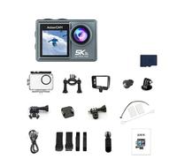 Puruxe Action Camera + scheda di memoria da 64 GB, 5K, 24 megapixel, completamente attrezzata con accessori, supporta la funzione di controllo remoto, adatta per riprese vlog e avventure all'aria