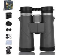 Puruxe Binoculars for Adults High Powered, Puruxe 10×42 HD Binoculars, with BAK4 Prism Glass, IPX7 Waterproof, High-Powered Magnification for Birdwatching/Hiking (Black With Phone Holder)