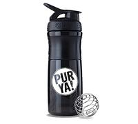 PURYA! SHAKER, borraccia fitness per frullati proteici e bevande, miscelazione ottimale grazie alla sfera a spirale, senza BPA e infrangibile, Nero, 828ml