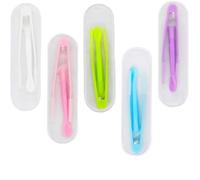 PurYupearl Custodia per lenti a contatto geometriche multicolore a 5 scomparti con applicatore a punta morbida, chiusura a cerniera, manico a cinghia, per utenti di lenti a contatto