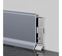 Purzen Battiscopa in Alluminio 4cm x 1.6cm, Zoccolino in Metallo, Resistente alla Ruggine e Duraturo, Installazione Facile Clip-On per Uso Residenziale e Commerciale,Morandi Gray