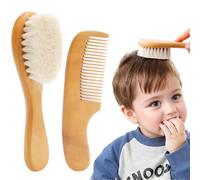 Pusca per capelli e set di pettine, pennello per bambini in legno set morbido e delicato per bambini e pettine set ragazza, ragazzo, pennello per berretto per bambini