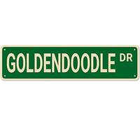 PuseTaer Goldendoodle Dr Street Signs, Targhe in metallo Goldendoodle Decor Goldendoodle Cartello regalo per cani, decorazione da parete per casa/camera da letto/grotta degli uomini 40,6 x 10,2 cm