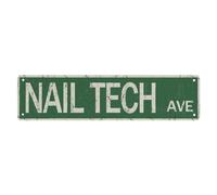 PuseTaer Targa in metallo con scritta "Nail Tech Ave" Street Sign Vintage Rustico Retro Camera da Letto Decor 10,2 x 40,6