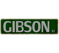 PuseTaer Targa in metallo Gibson St Vintage Signs Retro Tin Signs Targa in alluminio divertente cartello casa cartello uscita cucina giardino parete porta d'ingresso decorazione caffè 10,2 x 40,6 cm