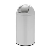 hjh OFFICE 741009 Portarifiuti XXL PUSH Steel White 50L Portarifiuti retrò con sportello di spinta