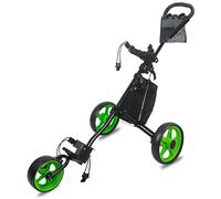 Push/Pull Golf Trolley Carrello da Golf A 3 Ruote Ultra Leggero Pieghevole, con Freno A Pedale, Facile da Aprire E Chiudere, con Borsa per Riporre OggettiGreen,L