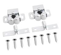 Push to Close Cabinet Door Clips 2 Pack Soft Close Furniture Fasteners with Double Roller Touch Beads for Wardrobe Kitchen Cupboard Doors Compatible with Drawer Locks, 32x15x13.5mm, White Zinc