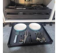 Push to Open per Cassetti Organizzatore Pentole e Padelle Scaffale con Scorrimento Cassetto Spingere per Aprire, Moderno Nascosto Cassetto per Zoccolo Cucina(WxD-56x46cm(22x18 1/8"))