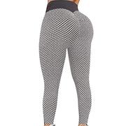 Push Up - Leggings sportivi da donna, pantaloni sportivi opachi, anti-cellulite, pantaloni a compressione con stampa opaca, morbidi, vestibilità aderente, per jogging fitness, grigio, XS