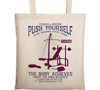 Push Yourself Stop Wishing Start Doing - Borsa tote in cotone ecologico naturale, beige