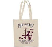Push Yourself Stop Wishing Start Doing - Borsa tote in cotone naturale, colore: Bianco