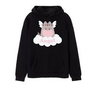 Pusheen con Cappuccio da Donna | Felpa con Cappuccio Grafica da Donna Angel Playful Cat in Nero | Adorabile Maglietta con Cappuccio con Gatto Internet | Simpatico Regalo di Abbigliamento per Adulti