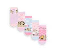Pusheen Confezione da 5 calzini per ragazze | Calzature grafiche multicolori per bambini con gatti carini | Kitten Snack Attack Comodo set di calzini | Regalo di merchandising della serie Cartoon Cat
