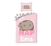 Halantex Set Letto PUSHEEN il gatto NAP TIME - Copripiumino 140x200cm con federa 70x90cm - Microfibra - Rosa