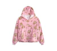 Pusheen Felpa con Cappuccio Coperta indossabile da Ragazza | Pullover Rosa con Cappuccio per Bambini con Personaggio Stampa di Cibo su Tutta la Superficie