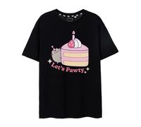 Pusheen Maglietta da Donna | Maglietta Grafica Nera Let's Pawty da Donna | Adorabile Maglietta a Maniche Corte con Gatto Internet | Maglietta Leggera con Gatti Carini | Regalo di Abbigliamento