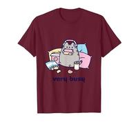 Pusheen - Maglietta da Gioco Molto impegnata Maglietta, Uomo, Bordeaux, XXL