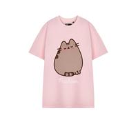 Pusheen Maglietta rosa da donna a maniche corte con grafica | T-shirt per amanti dei gatti arrossire carina Kawaii Cat Top Internet Cat Abbigliamento | Maglietta rosa da donna Merchandise Regalo per